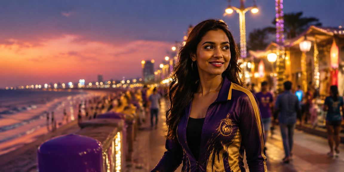 Chennai Marina Beach nightlife with cricket betting activity